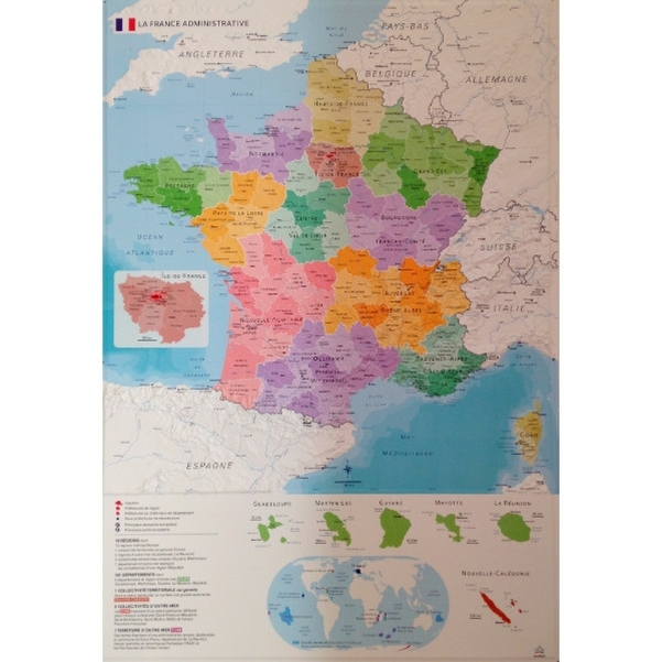 Carte de France administrative en relief