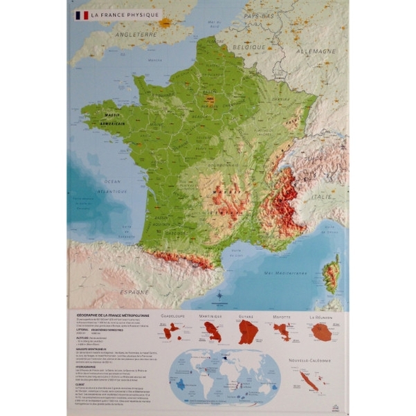 Carte de France physique en relief