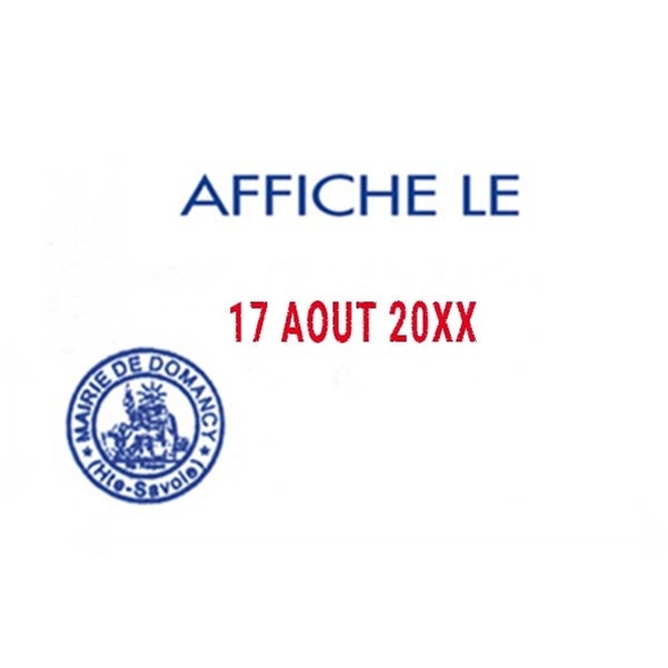 Empreinte dateur avec 1 ligne de texte et l'officiel