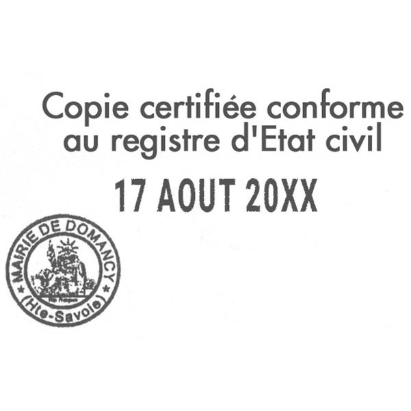 Empreinte dateur avec 2 lignes de texte et l'officiel
