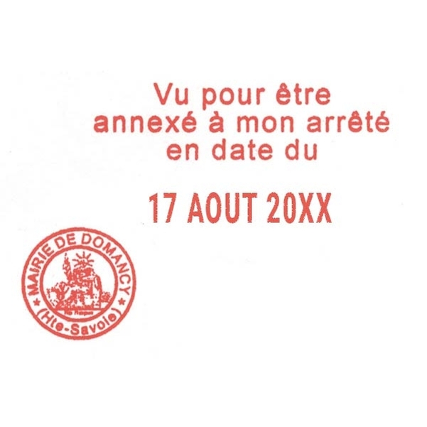 Empreinte dateur avec 3 lignes de texte et l'officiel