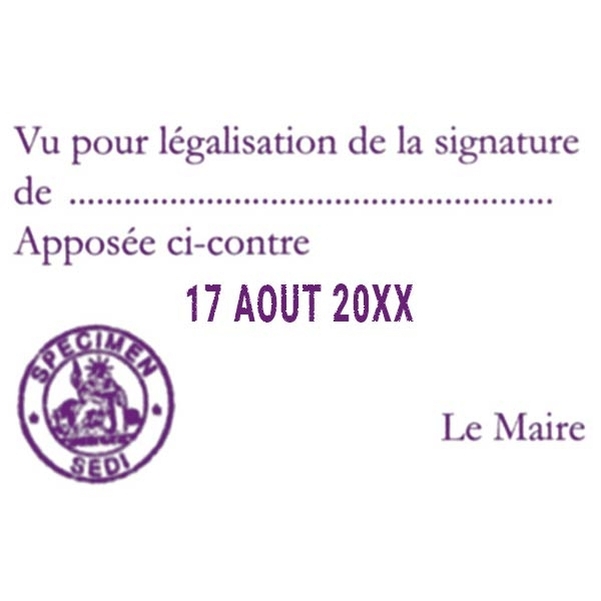 Empreinte dateur avec 4 lignes de texte et l'officiel