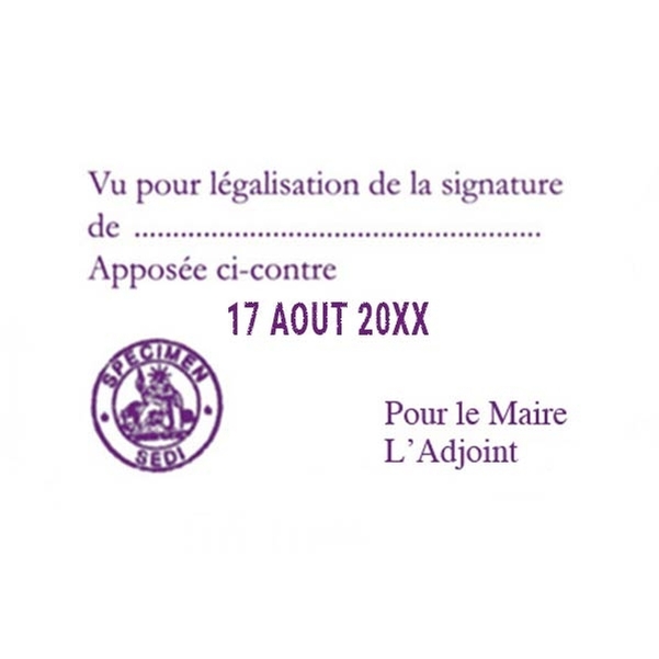 Empreinte dateur avec 5 lignes de texte et l'officiel