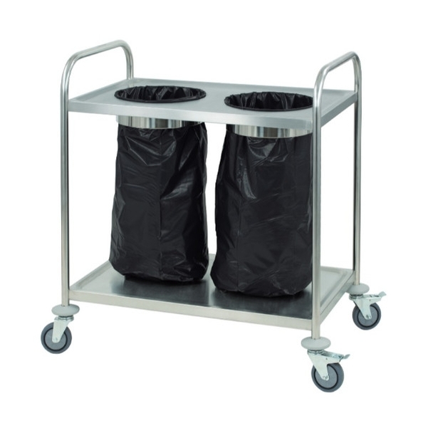 Chariot porte-poubelles en inox