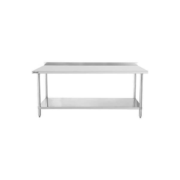 Table de travail inox 700 avec dosseret et étagère 600 mm
