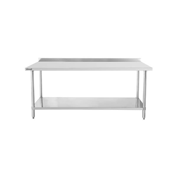 Table de travail inox 700 avec dosseret et étagère 800 mm