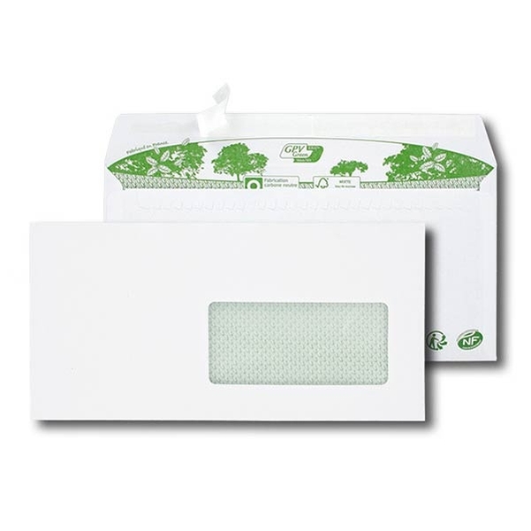 Boite 500 Enveloppes DL à fenêtre (45/100) 80g 100% recyclé