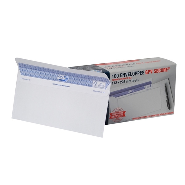 100 enveloppes sécurisées 112x225mm GPV SECURE®