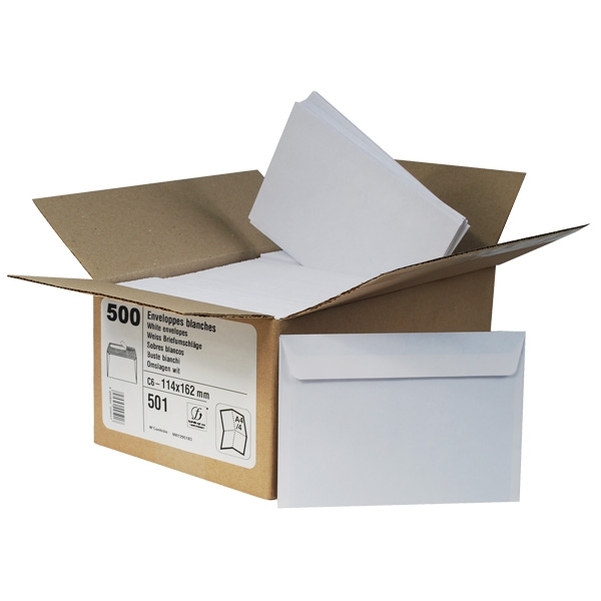 500 Enveloppes C6 blanches recyclées 80g