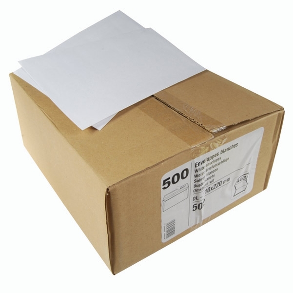 500 Enveloppes DL blanches sans fenêtre 80g