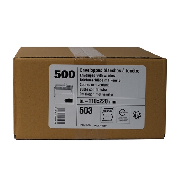 500 Enveloppes DL blanches 80g avec fenêtre 35x100 mm - Vignette 2