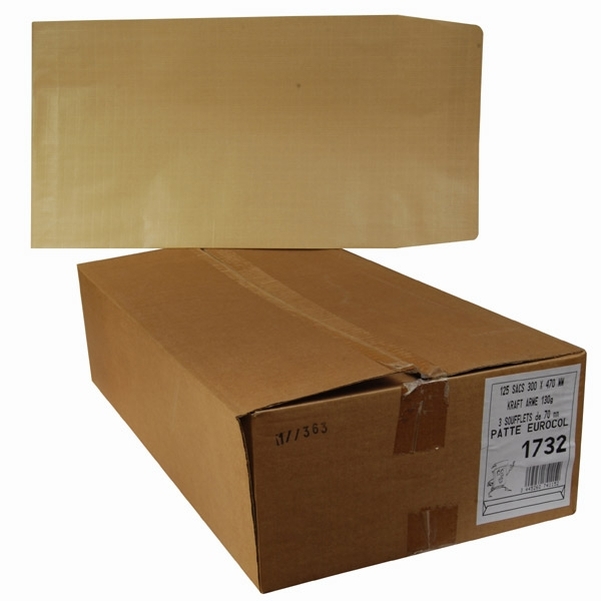 50 Sacs à soufflets 300x470 mm en kraft armé