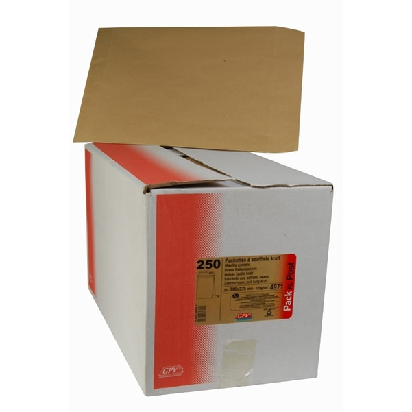 250 Sacs à soufflets format 26 kraft