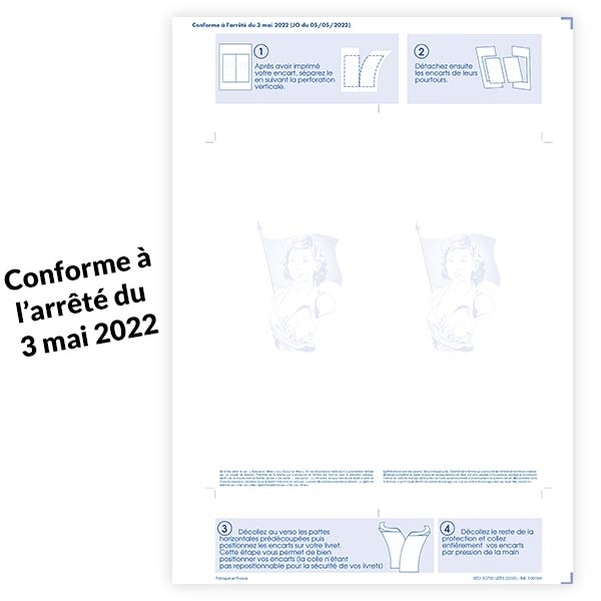 Lot de 10 Encarts Mariage adhésif vierge pour livret de famille Informatique PCV - MODÈLE 2022