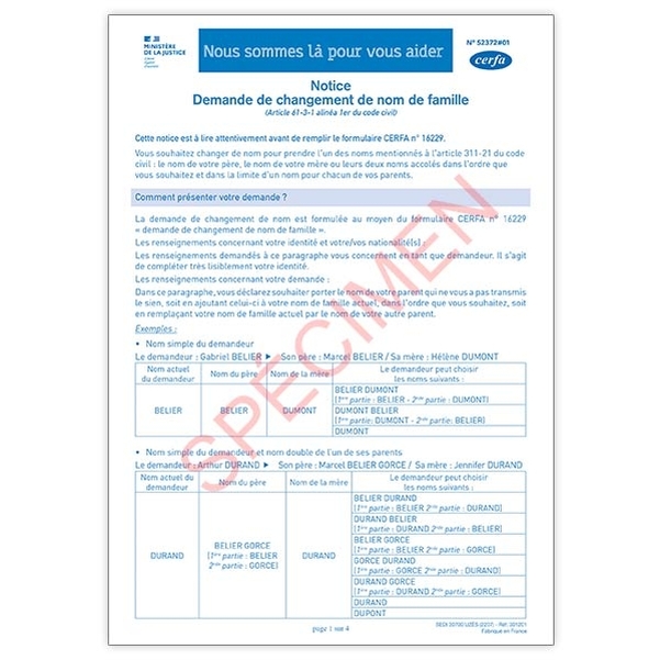 Pack de 5 exemplaires pour changement de nom de famille - Vignette 2