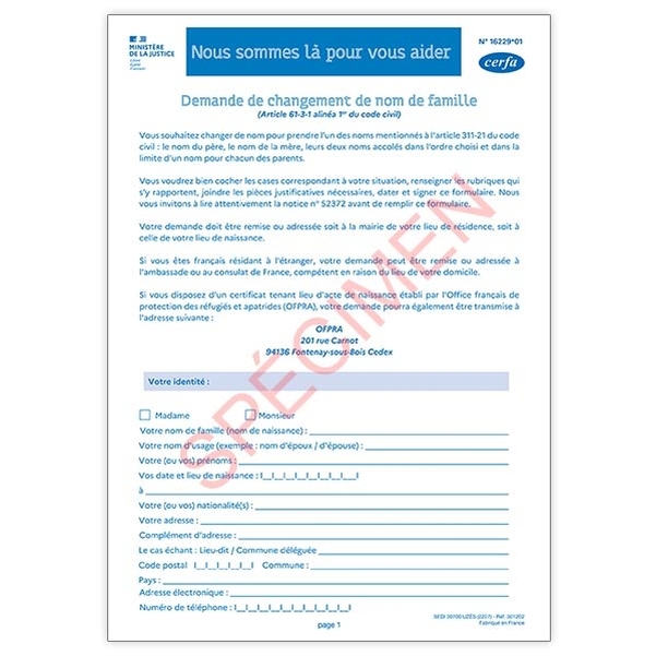 Pack de 5 exemplaires pour changement de nom de famille - Vignette 3