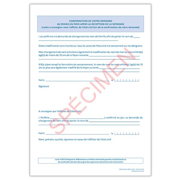Pack de 5 exemplaires pour changement de nom de famille - Vignette 5