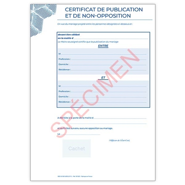 Publication, avis, certificat de publication et de non-opposition et certificat célébration de mariage - Vignette 3