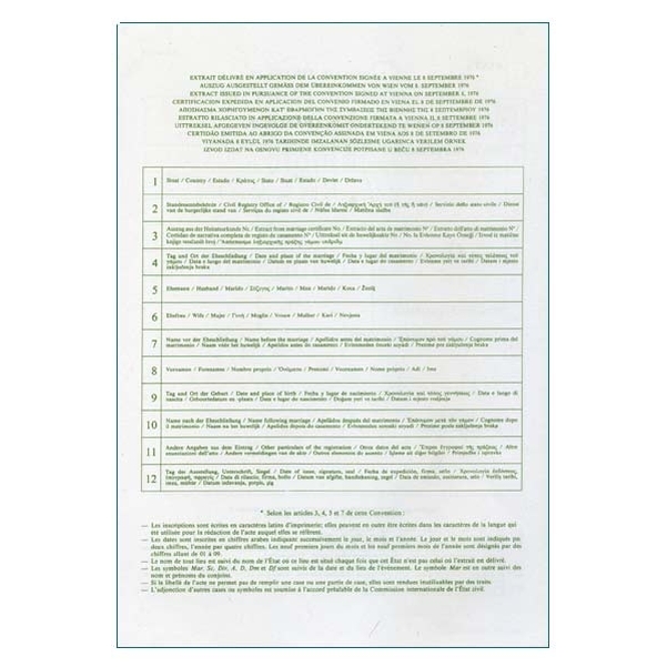Extrait de mariage formule B plurilingue - Vignette 2