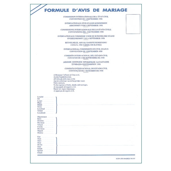 Avis de mariage plurilingue