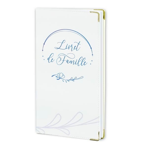 Etui livret de famille Camélia Bleu