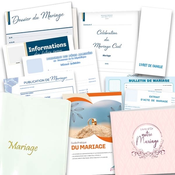 Pochette complète pour dossier de mariage avec Livre d'or