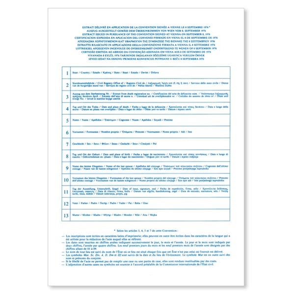 Extrait de décès formule C plurilingue - Vignette 2