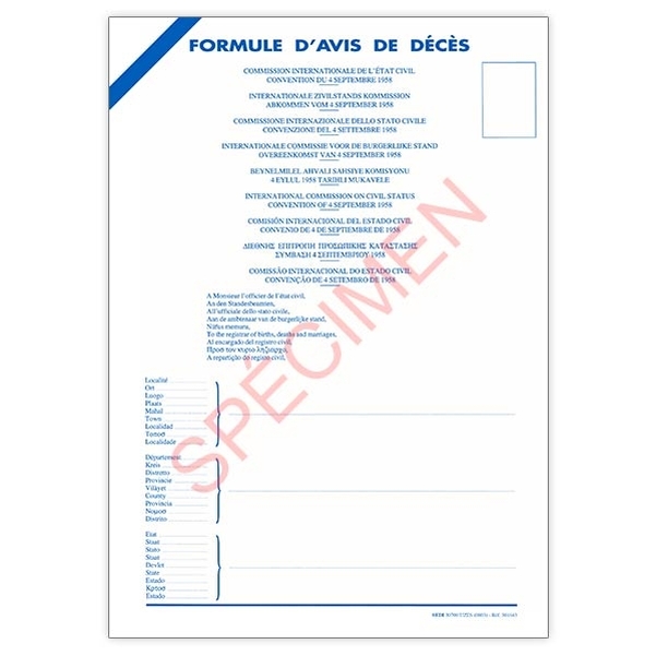 Avis de décès - Formule plurilingue