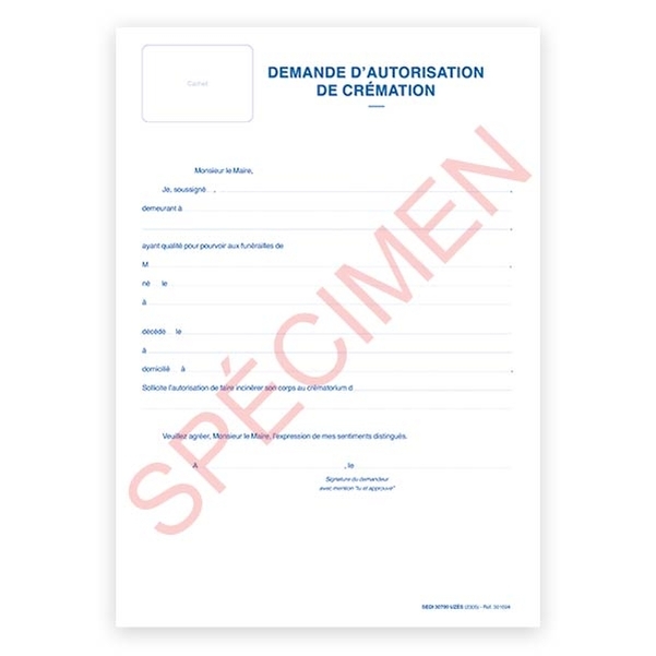 Demande d'autorisation de crémation