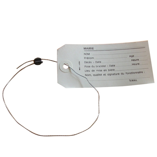 lot de 10 Bracelets à plomber (avec étiquettes) pour transports de corps avant mise en bière