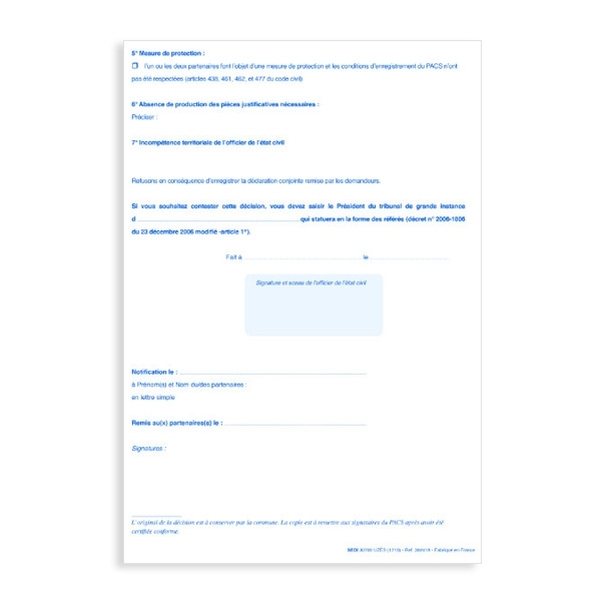 Déclaration d'irrecevabilité pour PACS - Vignette 2