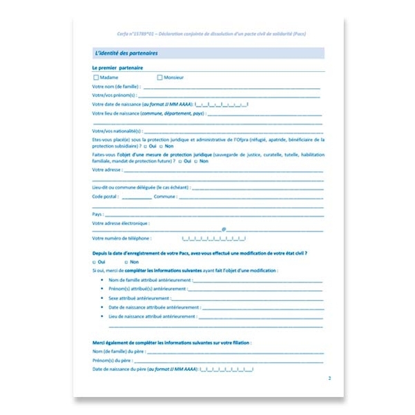 Déclaration conjointe de dissolution du PACS - Vignette 3