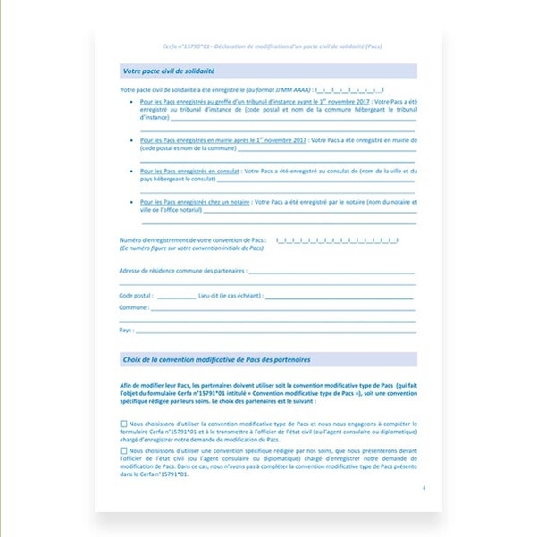 Déclaration conjointe de modification d'un PACS