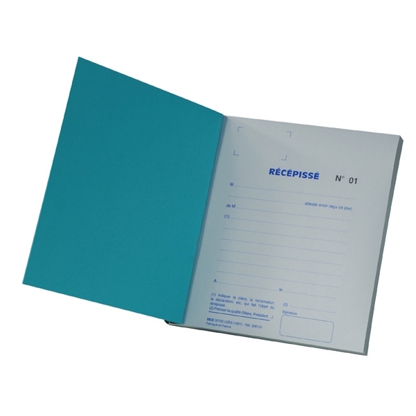 Carnet de récépissé de pièces