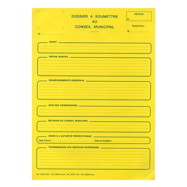 Sous chemise pour dossier à soumettre au conseil municipal
