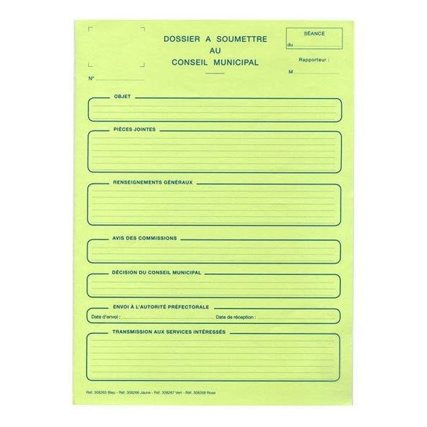 Sous chemise pour dossier à soumettre au conseil municipal