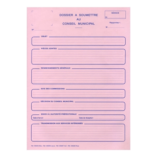 Sous chemise pour dossier à soumettre au conseil municipal