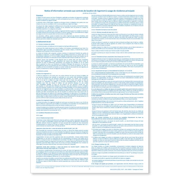 Notice d'information annexée aux contrats de location à usage de résidence principale