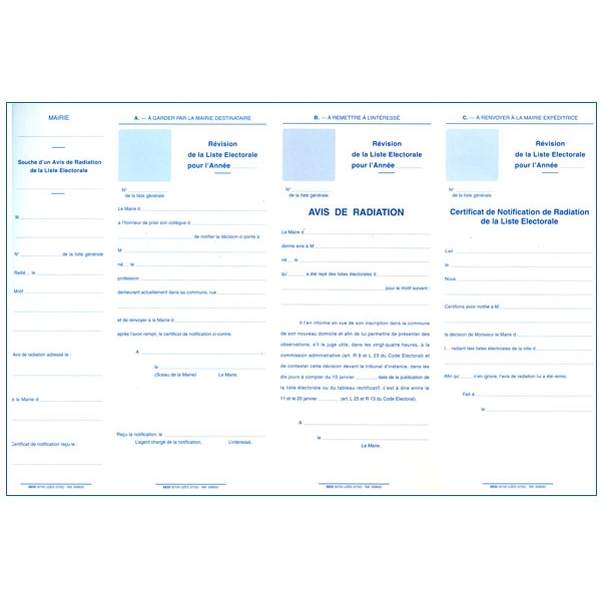 Carnet d'avis et de notification de radiation de la liste électorale - Vignette 2