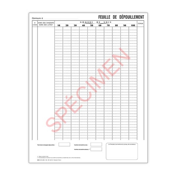 Feuille de dépouillement pour 4100 électeurs