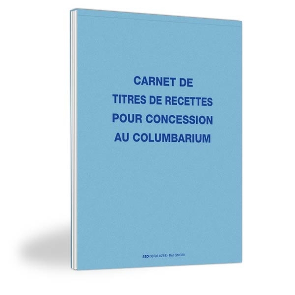 Carnet de recettes pour concession au columbarium