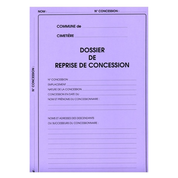 Chemise pour reprise de concession