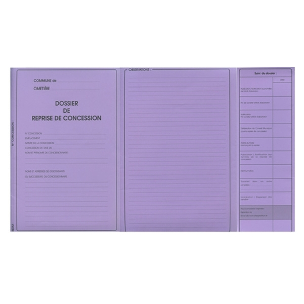 Chemise dossier complet de reprise de concession