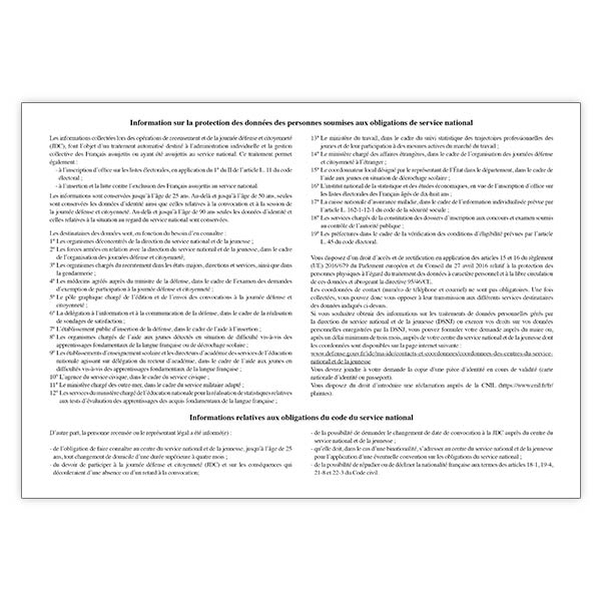 Attestation de recensement militaire - Paquet de 50 - Vignette 2