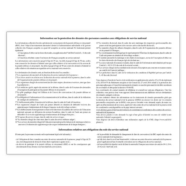 Attestation de recensement militaire pré-remplie 120g - Paquet de 50 - Vignette 2