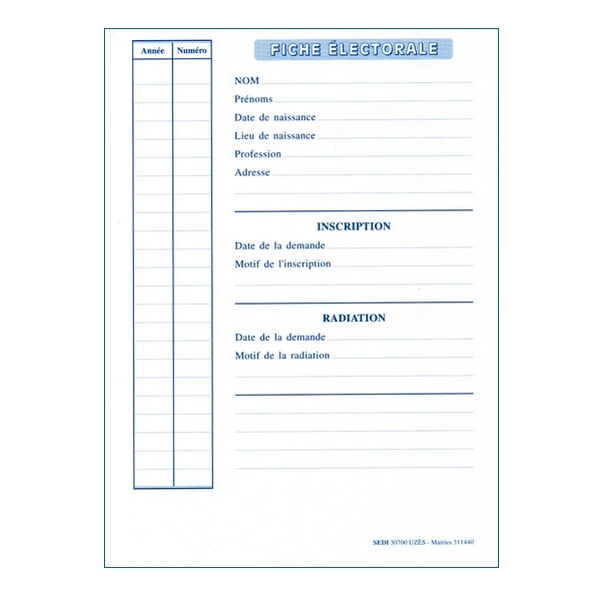 Fiche d'électeur