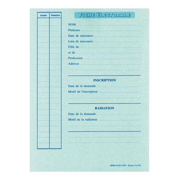 Fiche d'électrice