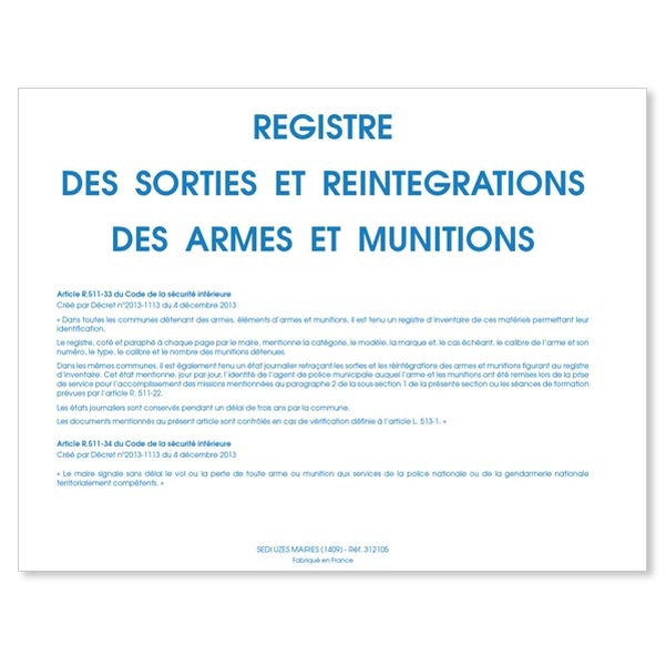 Registre journalier des sorties et des réintégrations des armes et munitions - Vignette 2