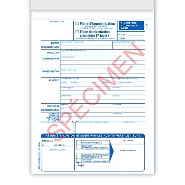 Carnet de fiches d'immobilisation du véhicule et de circulation provisoire - Vignette 2
