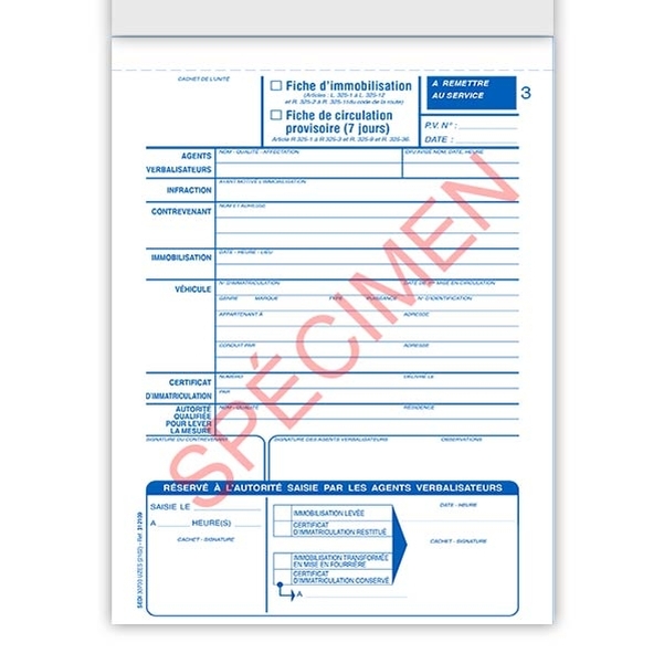 Carnet de fiches d'immobilisation du véhicule et de circulation provisoire - Vignette 4